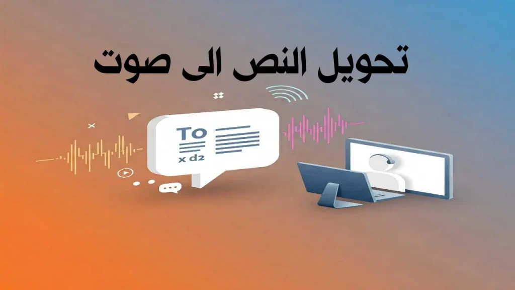 شاشة جهاز تعرض نصًا يتحول إلى موجة صوتية رقمية