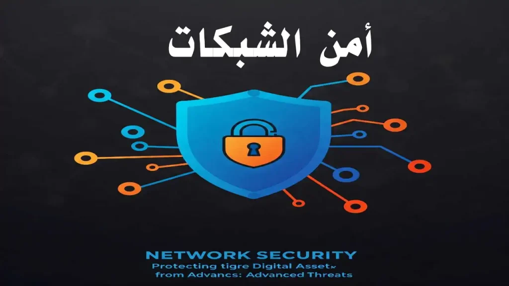أمن الشبكات - حماية الأصول الرقمية من التهديدات المتطورة | Info All Tec شبكة اتصالات آمنة محاطة برموز حماية رقمية وخوادم