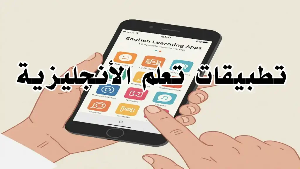 شاشة هاتف ذكي تعرض تطبيقًا لتعلم اللغة الإنجليزية مع كلمات وتقييمات