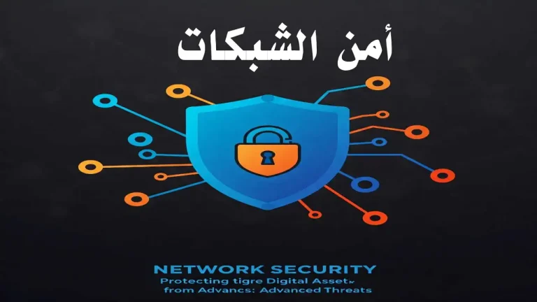 شبكة اتصالات آمنة محاطة برموز حماية رقمية وخوادم