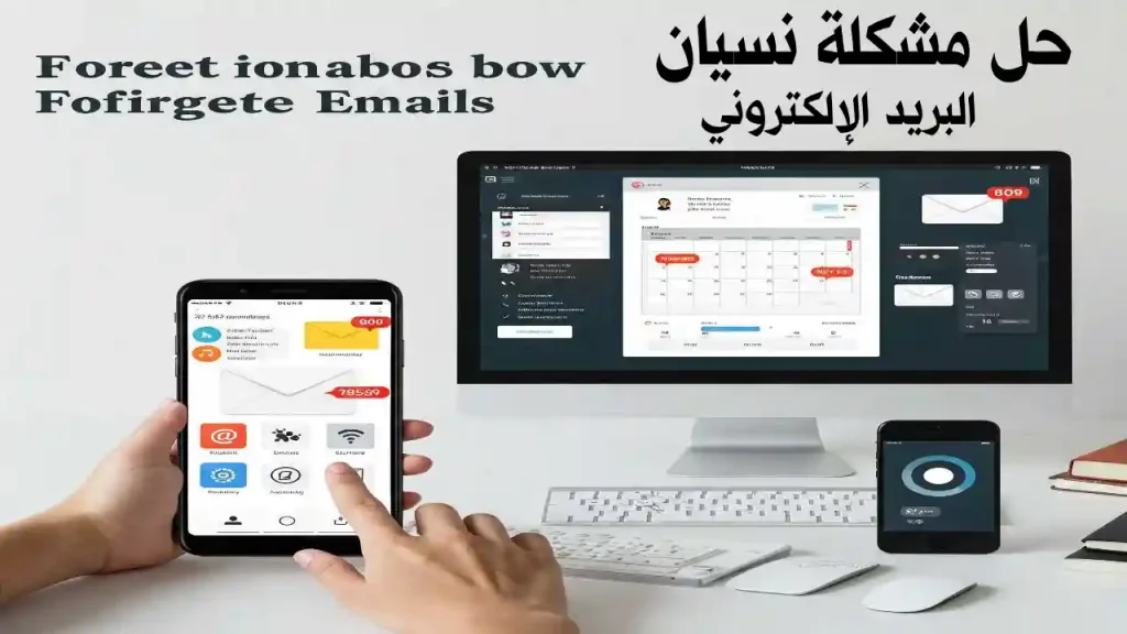 شخص قلق ينظر إلى شاشة كمبيوتر بها رسالة "نسيت البريد الإلكتروني؟"