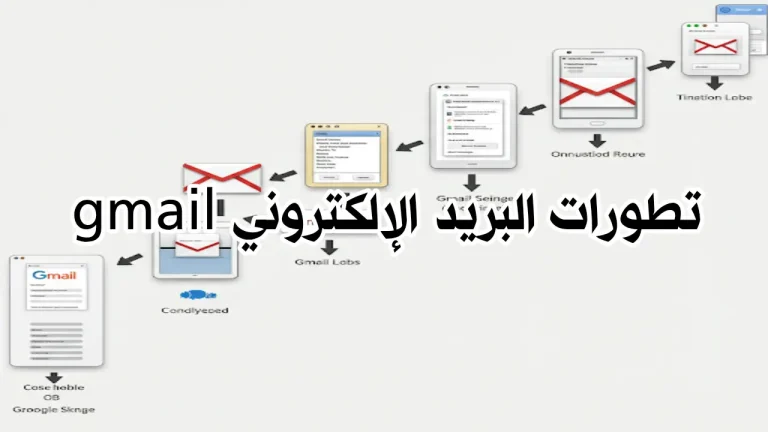 شعار Gmail يظهر على خلفية مليئة بأيقونات التقنية والتطور