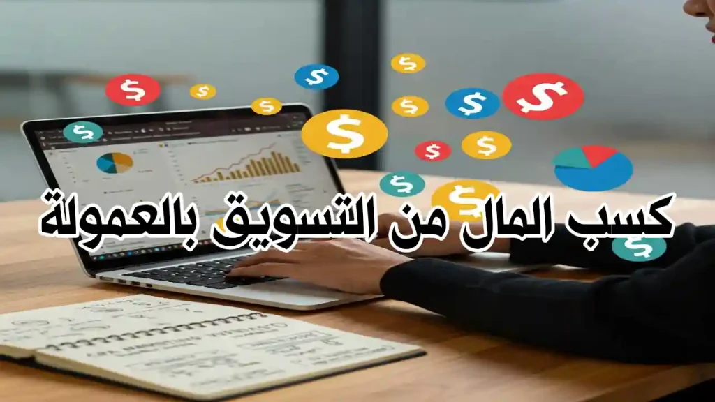 رجل يعمل على الحاسوب يتابع إحصائيات أرباح التسويق بالعمولة