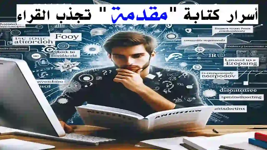 كاتب يعمل على صياغة مقدمة قوية لمقال باستخدام الحاسوب