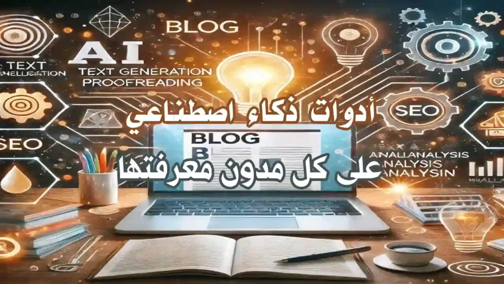 شاشة حاسوب تحتوي على أدوات ذكاء اصطناعي مخصصة للكتابة والتدوين