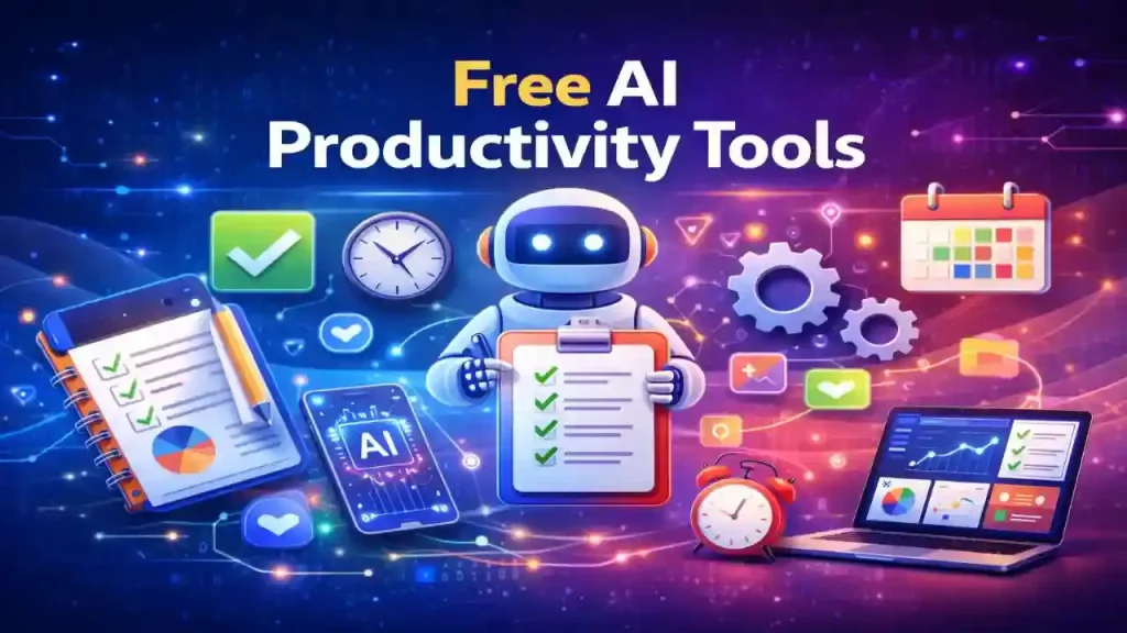 Best free AI productivity tools showing task management and automation icons