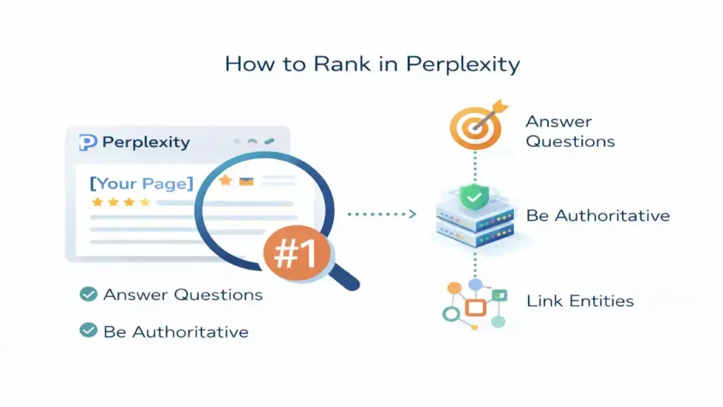 Illustration showing how content sources are selected and cited in Perplexity answers