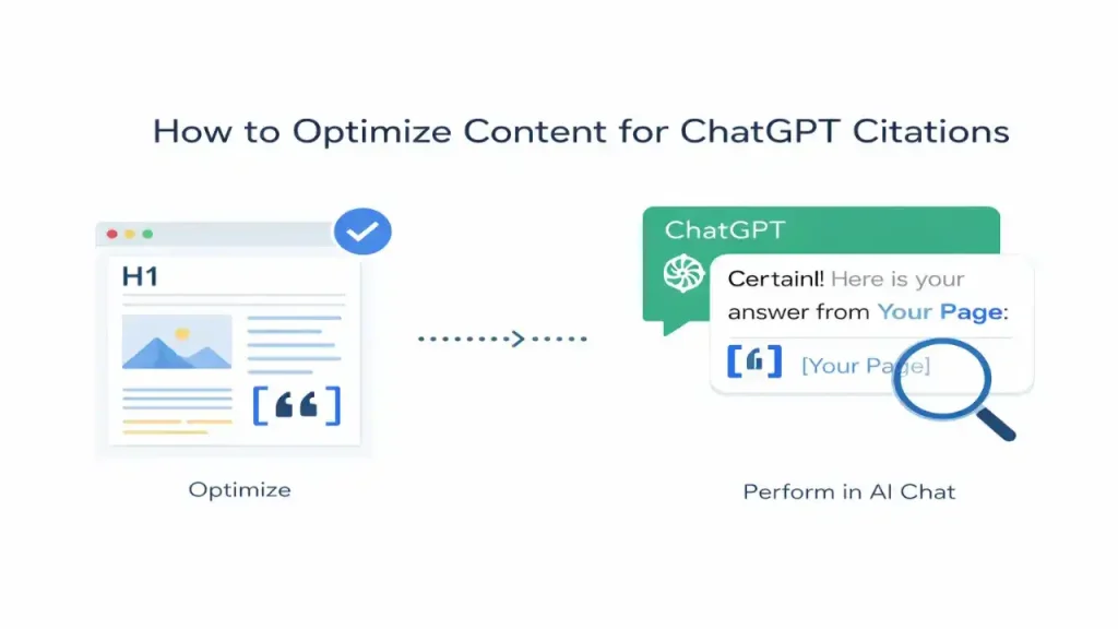 Illustration showing how structured content is optimized for ChatGPT citations and reuse