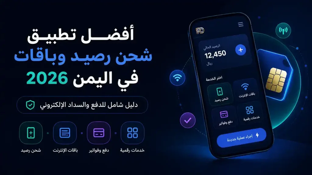أفضل تطبيق شحن رصيد وباقات في اليمن 2026
