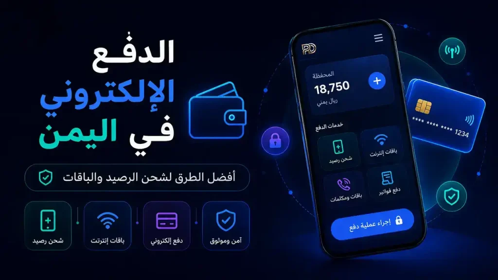 الدفع الإلكتروني في اليمن لشحن الرصيد والباقات